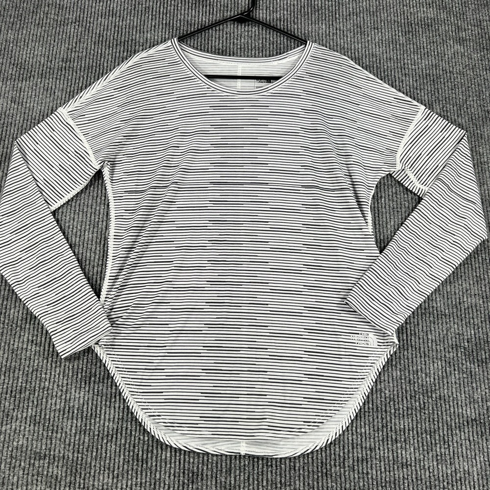The North Face Womens Shirt Flash Dry Small White Striped Long Sleeve Outdoor